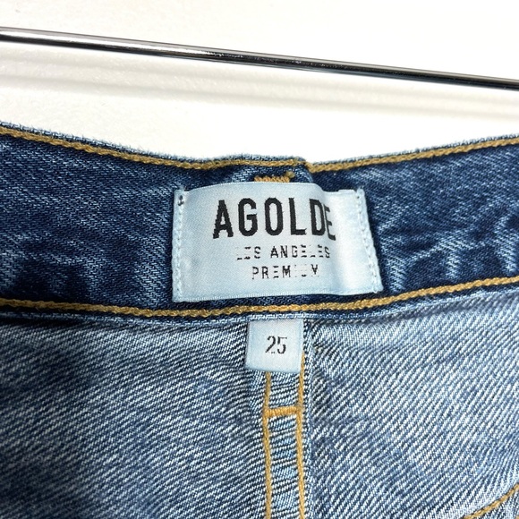 Agolde | Jamie Classic High Rise Distressed Jeans in Resolution 25 Raw Hem - Picture 5 of 11